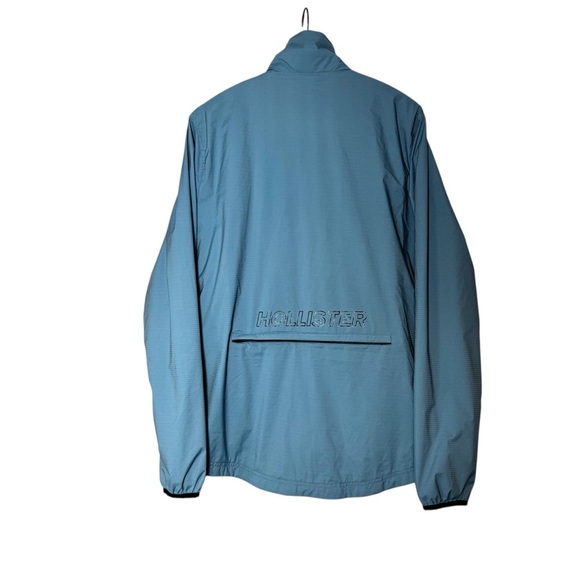 Hollister Men's Sky Blue Windbreaker Jacket Full Zip-Up High Collar Size Medium - Picture 3 of 13